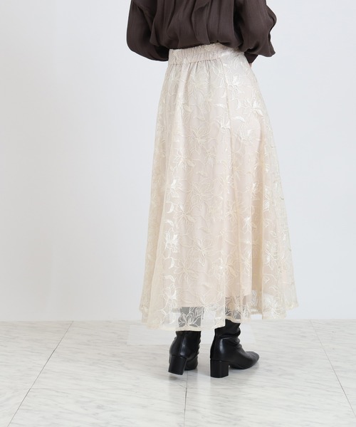 TRUDEA（トルディア）の「フラワー刺繍レースフレアスカート（スカート