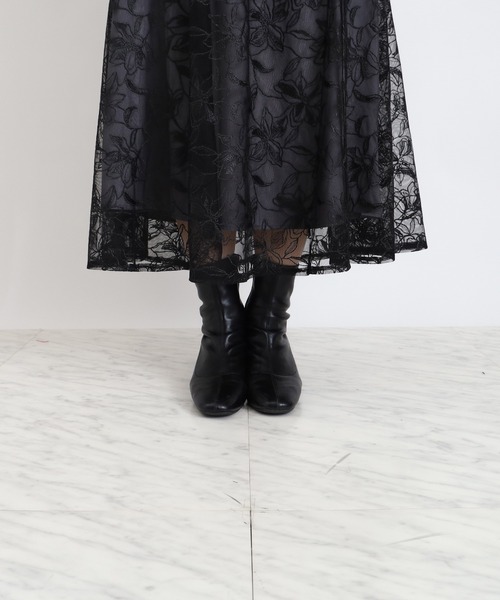 TRUDEA（トルディア）の「フラワー刺繍レースフレアスカート（スカート