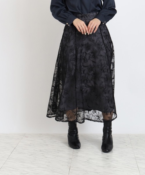 TRUDEA(トルディア)の「フラワー刺繍レースフレアスカート(スカート・レディース・ライトグレー/ベージュ/ブラック・SMALL/MEDIUM)」の22枚目の写真
