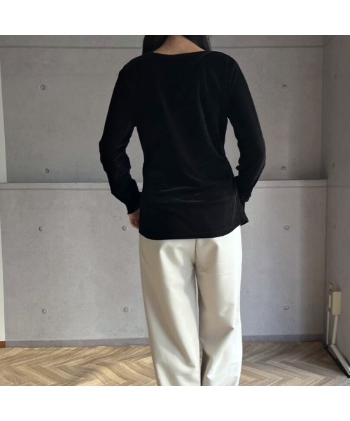 amini（アミニ）の「SETUP 袖メロウ前後２WAYカーディガン（Tシャツ/カットソー・レディース・ブラック/ブラウン/ボルドー・MEDIUM）」の8枚目の写真