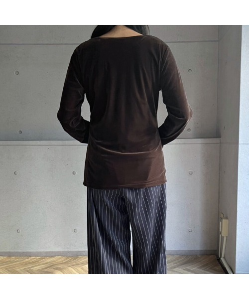 amini（アミニ）の「SETUP 袖メロウ前後２WAYカーディガン（Tシャツ/カットソー・レディース・ブラック/ブラウン/ボルドー・MEDIUM）」の14枚目の写真
