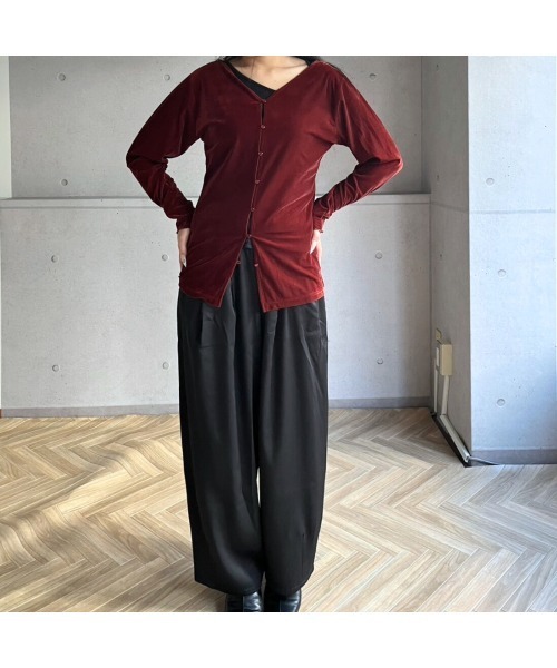 amini（アミニ）の「SETUP 袖メロウ前後２WAYカーディガン（Tシャツ/カットソー・レディース・ブラック/ブラウン/ボルドー・MEDIUM）」の20枚目の写真