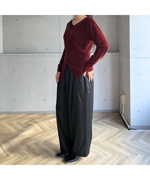 amini（アミニ）の「SETUP 袖メロウ前後２WAYカーディガン（Tシャツ/カットソー・レディース・ブラック/ブラウン/ボルドー・MEDIUM）」の22枚目の写真