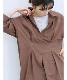 Samansa Mos2 blue | ◎マットサテンタックシャツ(シャツ/ブラウス)