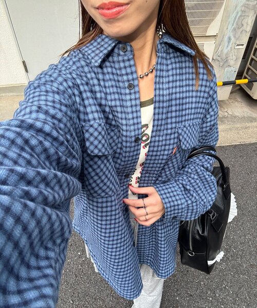 CIAOPANIC(チャオパニック)の「アソートチェックシャツブルゾン(シャツ/ブラウス・レディース・グリーン/サックスブルー/ブラウン/ベージュ/ブラック/ネイビー・FREE)」の1枚目の写真