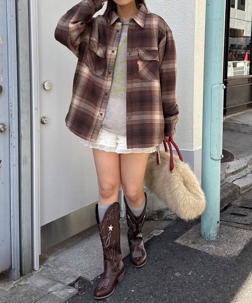 CIAOPANIC(チャオパニック)の「アソートチェックシャツブルゾン(シャツ/ブラウス・レディース・グリーン/サックスブルー/ブラウン/ベージュ/ブラック/ネイビー・FREE)」の8枚目の写真