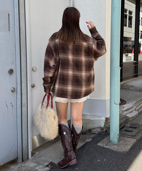 CIAOPANIC(チャオパニック)の「アソートチェックシャツブルゾン(シャツ/ブラウス・レディース・グリーン/サックスブルー/ブラウン/ベージュ/ブラック/ネイビー・FREE)」の10枚目の写真