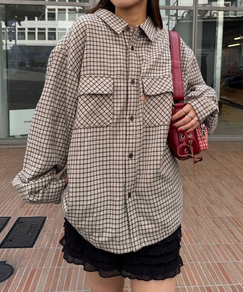 CIAOPANIC(チャオパニック)の「アソートチェックシャツブルゾン(シャツ/ブラウス・レディース・グリーン/サックスブルー/ブラウン/ベージュ/ブラック/ネイビー・FREE)」の14枚目の写真