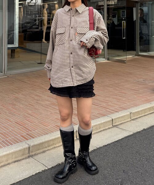 CIAOPANIC(チャオパニック)の「アソートチェックシャツブルゾン(シャツ/ブラウス・レディース・グリーン/サックスブルー/ブラウン/ベージュ/ブラック/ネイビー・FREE)」の17枚目の写真