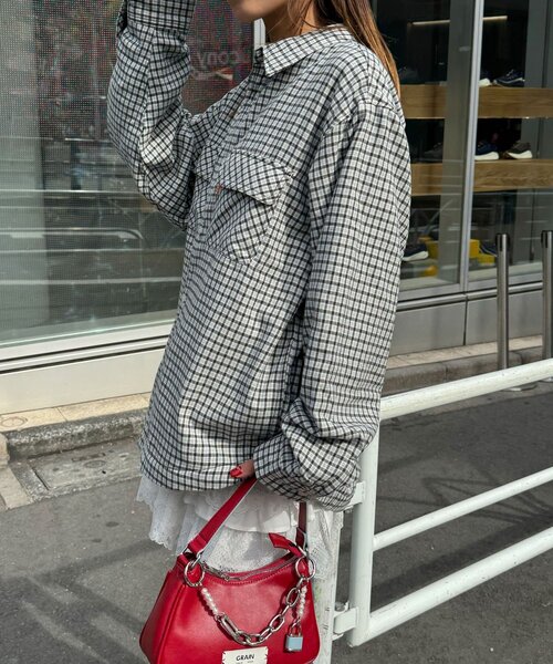 CIAOPANIC(チャオパニック)の「アソートチェックシャツブルゾン(シャツ/ブラウス・レディース・グリーン/サックスブルー/ブラウン/ベージュ/ブラック/ネイビー・FREE)」の22枚目の写真