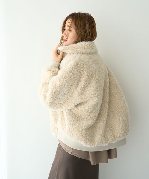 Editt by YECCA VECCA（エディットバイイェッカヴェッカ）の「フェイクファーブルゾン（ブルゾン・レディース・ブラウン/レオパード/アイボリー・FREE）」の5枚目の写真