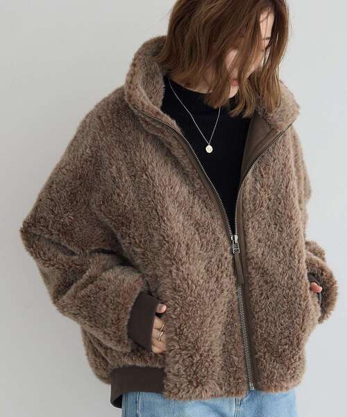 Editt by YECCA VECCA（エディットバイイェッカヴェッカ）の「フェイクファーブルゾン（ブルゾン・レディース・ブラウン/レオパード/アイボリー・FREE）」の8枚目の写真