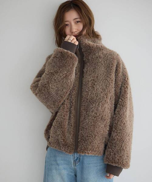 Editt by YECCA VECCA（エディットバイイェッカヴェッカ）の「フェイクファーブルゾン（ブルゾン・レディース・ブラウン/レオパード/アイボリー・FREE）」の9枚目の写真