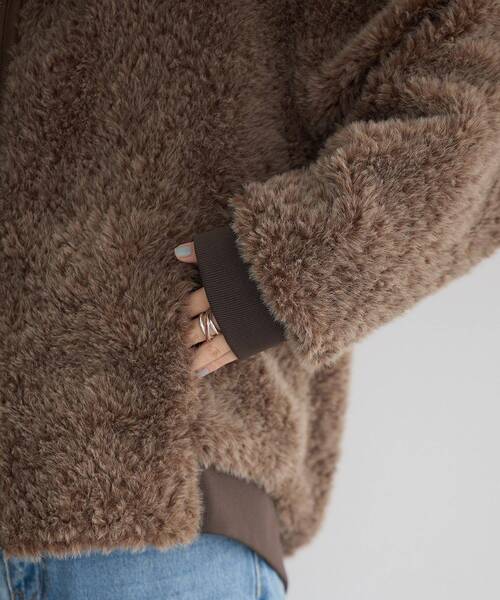 Editt by YECCA VECCA（エディットバイイェッカヴェッカ）の「フェイクファーブルゾン（ブルゾン・レディース・ブラウン/レオパード/アイボリー・FREE）」の14枚目の写真