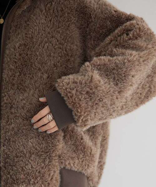 Editt by YECCA VECCA（エディットバイイェッカヴェッカ）の「フェイクファーブルゾン（ブルゾン・レディース・ブラウン/レオパード/アイボリー・FREE）」の15枚目の写真