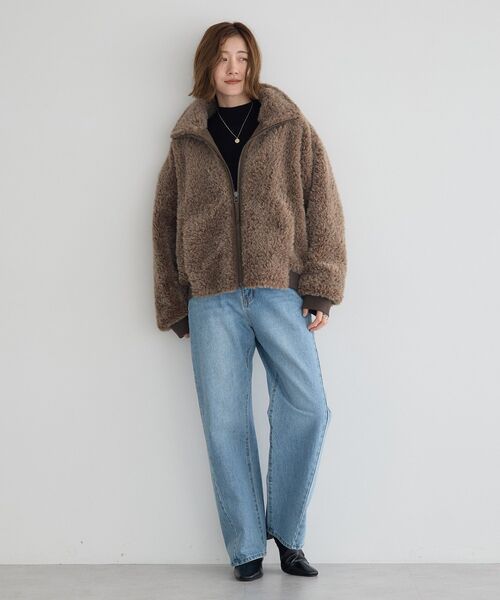 Editt by YECCA VECCA（エディットバイイェッカヴェッカ）の「フェイクファーブルゾン（ブルゾン・レディース・ブラウン/レオパード/アイボリー・FREE）」の18枚目の写真