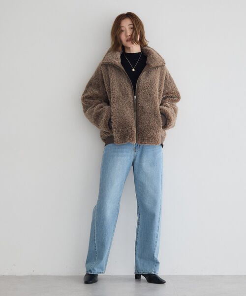 Editt by YECCA VECCA（エディットバイイェッカヴェッカ）の「フェイクファーブルゾン（ブルゾン・レディース・ブラウン/レオパード/アイボリー・FREE）」の19枚目の写真