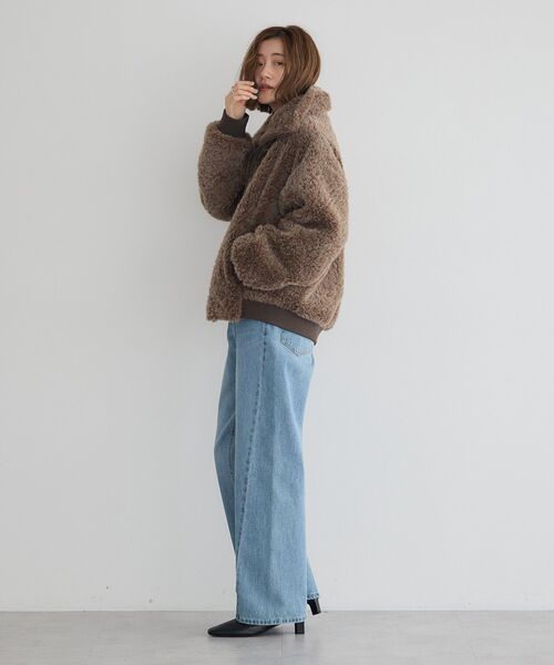 Editt by YECCA VECCA（エディットバイイェッカヴェッカ）の「フェイクファーブルゾン（ブルゾン・レディース・ブラウン/レオパード/アイボリー・FREE）」の20枚目の写真