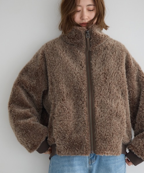 Editt by YECCA VECCA（エディットバイイェッカヴェッカ）の「フェイクファーブルゾン（ブルゾン・レディース・ブラウン/レオパード/アイボリー・FREE）」の4枚目の写真