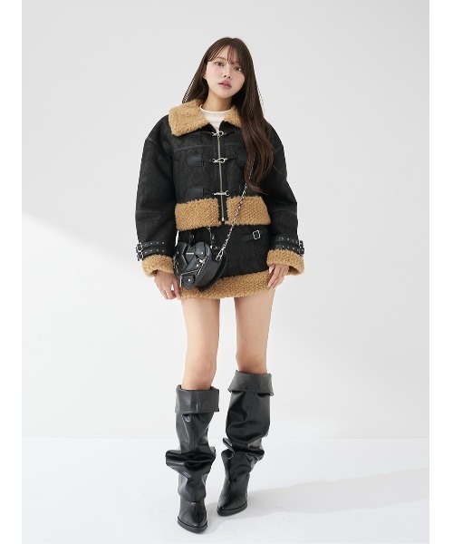 フェイクムートンジャケットセットアップ（ワンピース）｜Darich