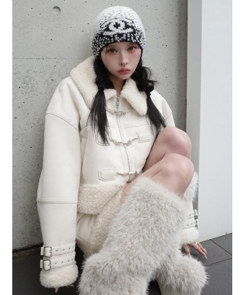 フェイクムートンジャケットセットアップ（ワンピース）｜Darich