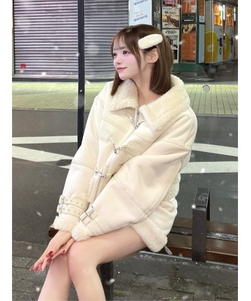 フェイクムートンジャケットセットアップ（ワンピース）｜Darich