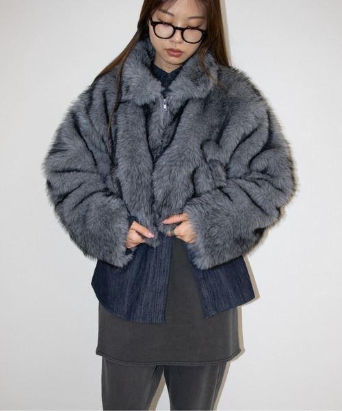 hwyl(ヒュイル)の「ショート丈 フェイクファージャケット(その他アウター・レディース・グレー系その他/ベージュ系その他・FREE)」の6枚目の写真