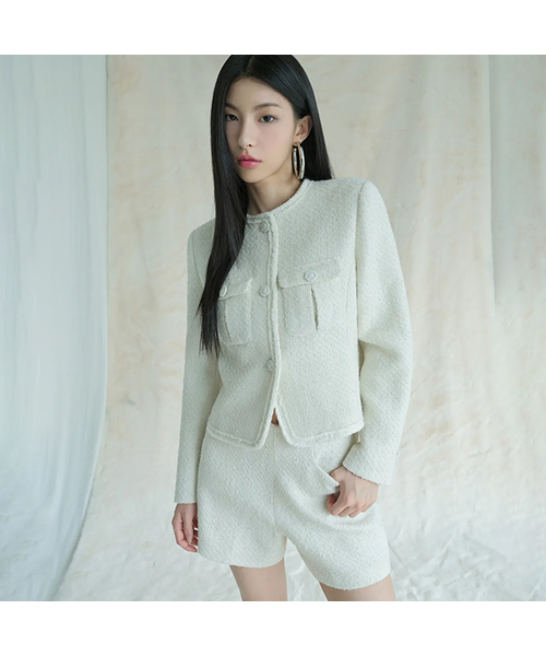 AVANDRESS(アバンドレス )の「Sara Round Tweed Jacket IVORY(テーラードジャケット・レディース・アイボリー・SMALL/MEDIUM)」の1枚目の写真