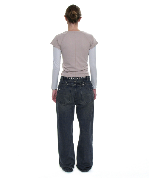 PARTIMENTO WOMEN（パルティメントウィメン）の「メタルポインテッドウエストジーンズ_ダークサンド（デニムパンツ・レディース・その他・SMALL/MEDIUM）」の3枚目の写真