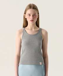 RIBBED COTTON SLEEVELESS MELANGE GREY