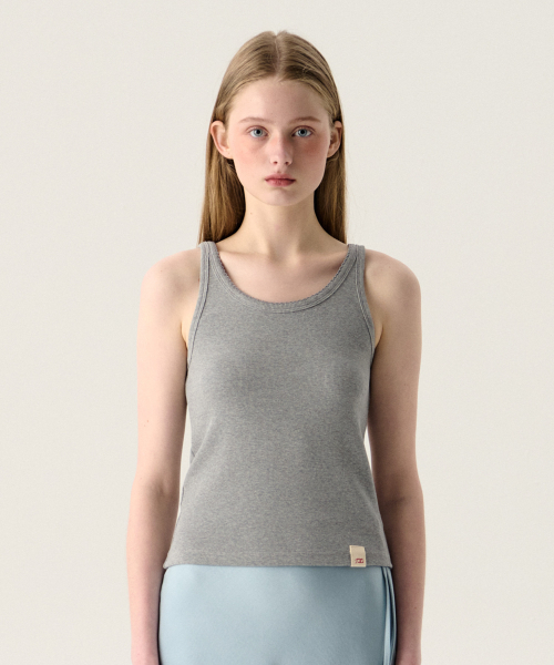 TTUDEMENT(トュードメント)の「RIBBED COTTON SLEEVELESS MELANGE GREY(Tシャツ/カットソー・レディース・その他・FREE)」の1枚目の写真