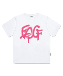 ピンクグラフィティ ESCFロゴプリントオーバーサイズ半袖Tシャツホワイト