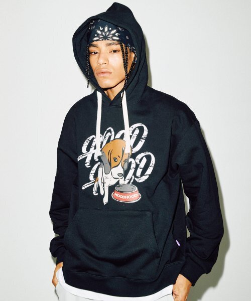 HOODHOOD(フッドフッド)の「ビグルロゴフードブラック(パーカー・メンズ・その他・MEDIUM)」の5枚目の写真