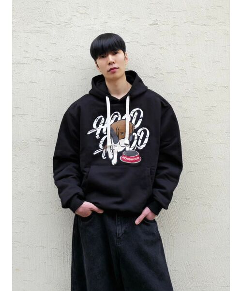 HOODHOOD(フッドフッド)の「ビグルロゴフードブラック(パーカー・メンズ・その他・MEDIUM)」の2枚目の写真