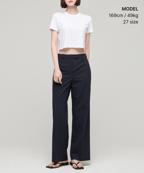 MUSINSA STANDARD WOMAN（ムシンサスタンダードウーマン）の「[クールタンダード] ウィメンズ ワイドヒドンバンディングスラックス [ネイビー]（スラックス・レディース・その他・24）」の8枚目の写真