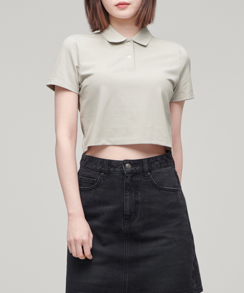 [Curltandard] Relay cropped pike polo shirt [Kinoko]