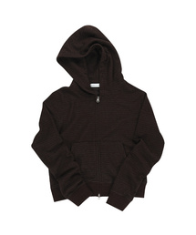 ウィメンズブークルストライプフードジップアップ [ブラウン]