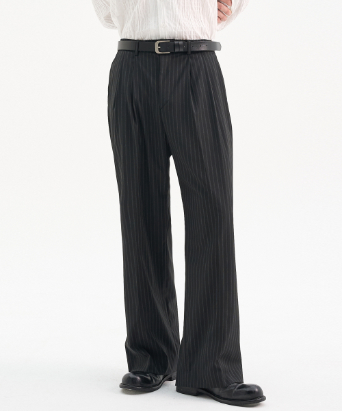 TRIP LE SENS（トリップ ル センス）の「ライトツーピンタックワイドスラックス_ストライプグレー（スラックス・メンズ・その他・SMALL/MEDIUM/LARGE）」の2枚目の写真