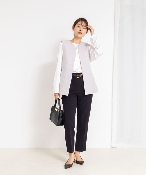 NOLLEY’S（ノーリーズ）の「《セットアップ対応》ウォッシャブルサージストレッチジレ（ベスト・レディース・グレイッシュベージュ/ネイビー・38）」の10枚目の写真