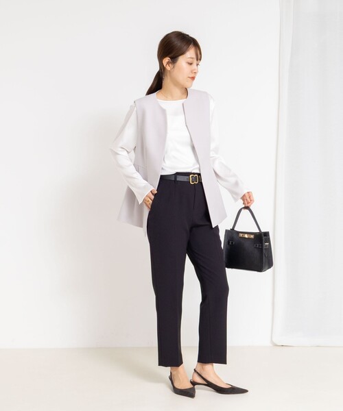 NOLLEY’S（ノーリーズ）の「《セットアップ対応》ウォッシャブルサージストレッチジレ（ベスト・レディース・グレイッシュベージュ/ネイビー・38）」の11枚目の写真