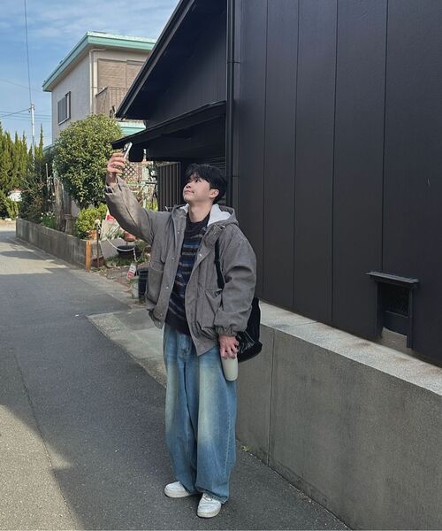 NODU（ノードユー）の「クロップマルチストライプブラシニット[グレー]（ニット/セーター・メンズ・その他・MEDIUM/LARGE）」の6枚目の写真