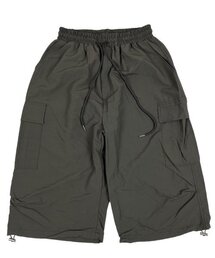 Nylon Cargo Wide Long Half Pants dimgray