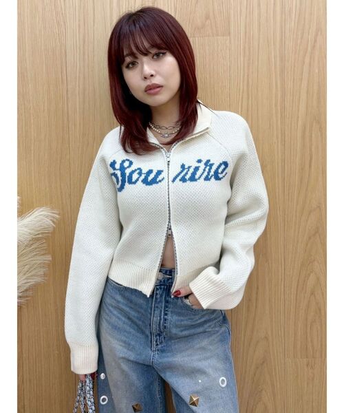 EVRIS（エヴリス）の「コンパクトジャガードニットトップス（ニット/セーター・レディース・ホワイト/ブラック/その他1・FREE）」の2枚目の写真