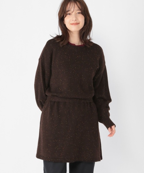 studio CLIP（スタディオクリップ）の「5ゲージカラーネップダブルフロントニットチュニック（チュニック・レディース・ブラウン/グレー・FREE）」の2枚目の写真