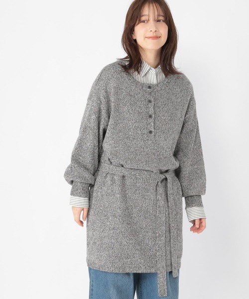 studio CLIP（スタディオクリップ）の「5ゲージカラーネップダブルフロントニットチュニック（チュニック・レディース・ブラウン/グレー・FREE）」の13枚目の写真