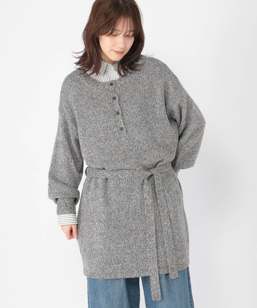 studio CLIP（スタディオクリップ）の「5ゲージカラーネップダブルフロントニットチュニック（チュニック・レディース・ブラウン/グレー・FREE）」の14枚目の写真