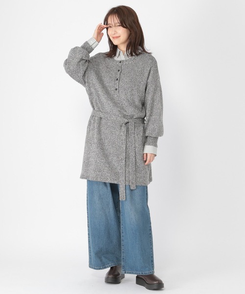 studio CLIP（スタディオクリップ）の「5ゲージカラーネップダブルフロントニットチュニック（チュニック・レディース・ブラウン/グレー・FREE）」の17枚目の写真