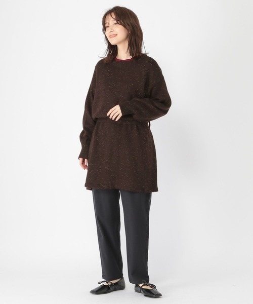 studio CLIP（スタディオクリップ）の「5ゲージカラーネップダブルフロントニットチュニック（チュニック・レディース・ブラウン/グレー・FREE）」の3枚目の写真