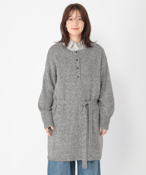 studio CLIP（スタディオクリップ）の「5ゲージカラーネップダブルフロントニットチュニック（チュニック・レディース・ブラウン/グレー・FREE）」の4枚目の写真