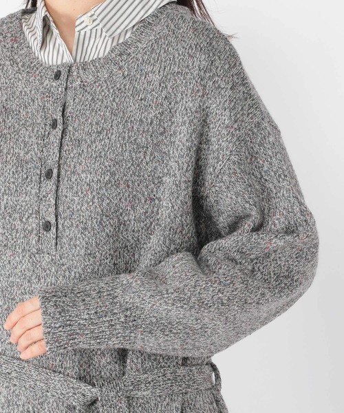 studio CLIP（スタディオクリップ）の「5ゲージカラーネップダブルフロントニットチュニック（チュニック・レディース・ブラウン/グレー・FREE）」の8枚目の写真